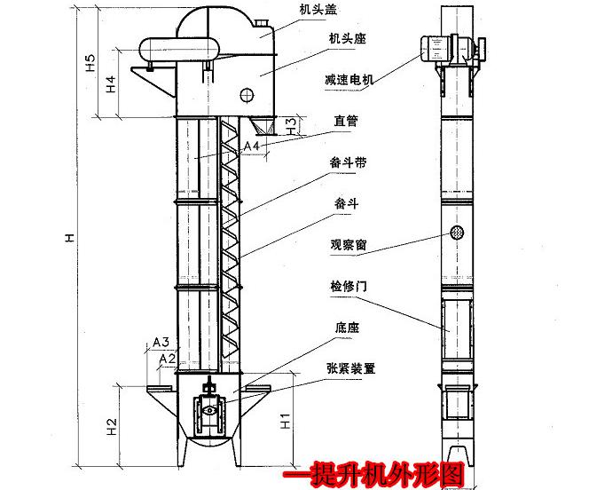 不鏽鋼（gāng）板鏈鬥（dòu）式提升機（jī）圖紙展示